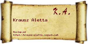Krausz Aletta névjegykártya